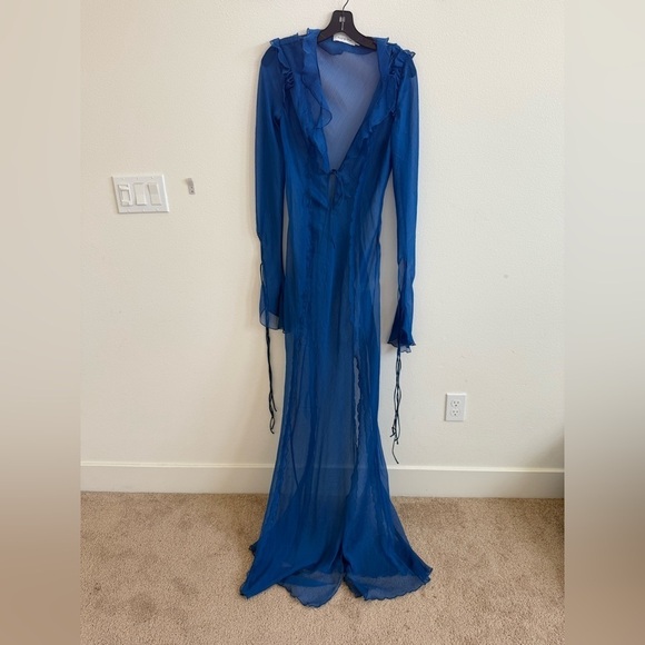 Rat & Boa Cobalt Blue Farretti sheer maxi dress L - Picture 8 of 12